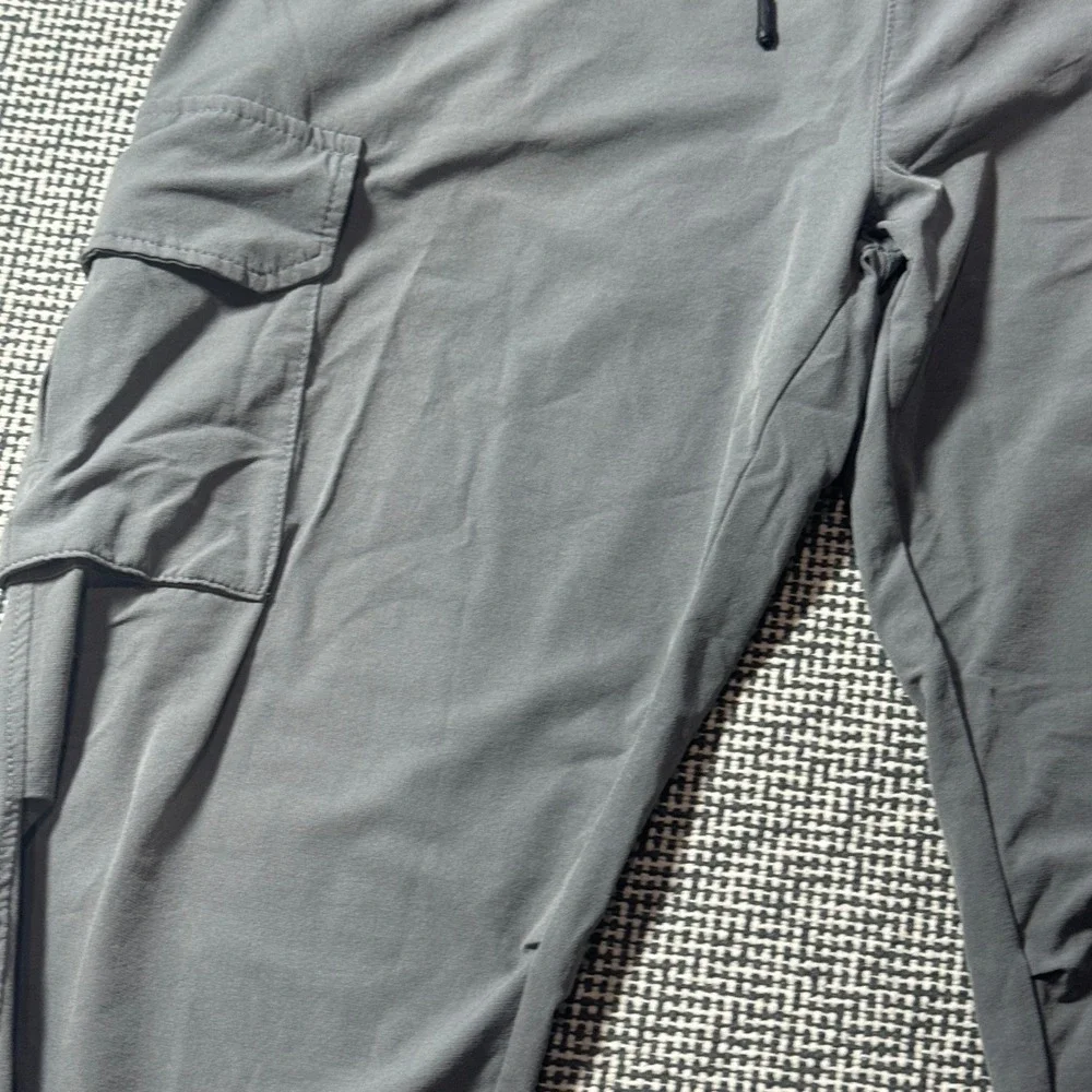 Surenow Sports Mens Gray Cargo Jogger Pants Lightweight Tactical Techwear Large